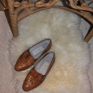 Vintage Cognac Woven Flats Women's Sz. 9
